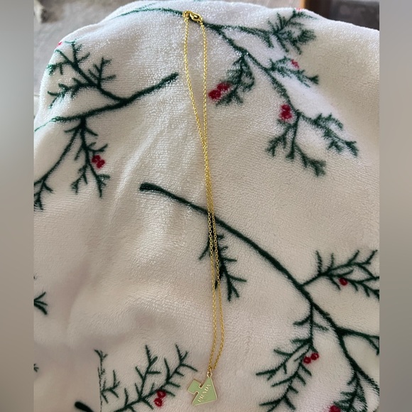 Jewelry - Prada Beauty Gold Tone Green Mini Triangle Necklace